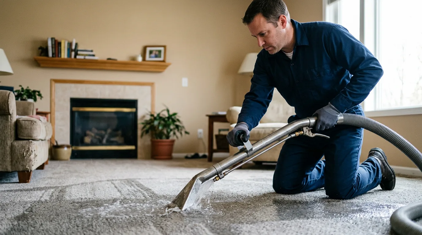 Water damage restoration technician working near Bergton, VA